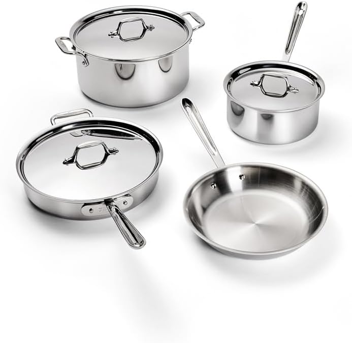 ⭐ All-Clad D3 3-Ply Stainless Steel Cookware Set (7-Piece)