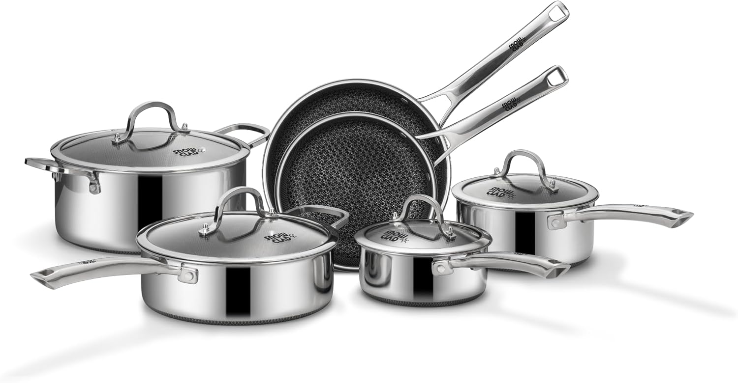 SNOWCLAD 10-Piece Hybrid Stainless Steel Cookware Set